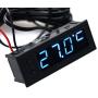 Car Temperature Clock - TOTMOX Car Clock 12V 3 in 1 Thermometers Voltmeter Gauge Electronic Clock LED Digital Display LCD Screen (Blue)