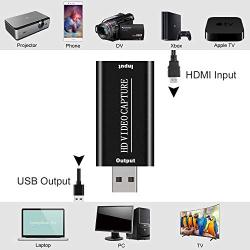 DIGITNOW Audio Video Capture Cards 1080P HDMI to USB 2.0 Record to DSLR Camcorder Action Cam,Computer for Gaming, Streaming, Teaching, Video Conference, Broadcasting or Facebook Portal TV Recorder