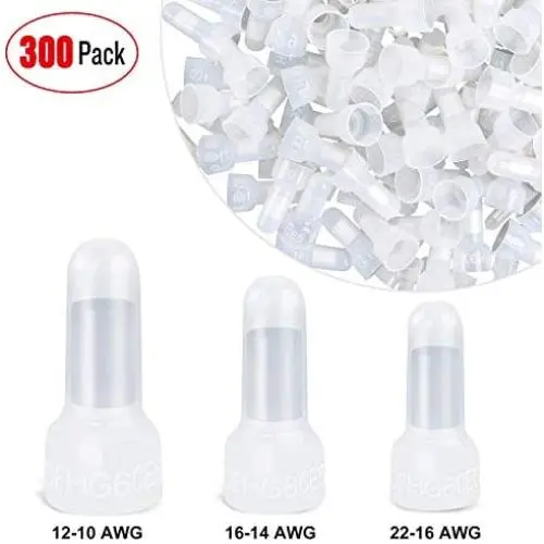 Nilight - 50036R Closed End Crimp Terminal 300 pcs 22-16/16-14/12-10 Gauge Nylon Wire Connector Kit,2 Years Warranty