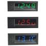 Car Temperature Clock - Car Clock 12V 3 in 1 Thermometers Voltmeter Gauge Electronic Clock LED Digital Display LCD Screen