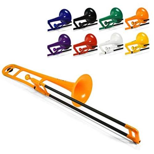 pInstrument Plastic pBone Trombone - Mouthpieces and Carrying Bag - Bb Authentic Sound for Student & Beginner - Durable ABS Construction - Orange