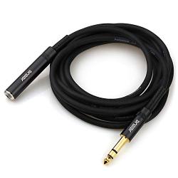 JEEUE 1/4'' Extension Cord Cables, 1/4'' (6.35mm) Stereo Plug Male to 1/4 inch Female Stereo Headphone Guitar Extension Cable Cord, Gold Plated Audio Cable Stereo Extender (3FT)