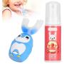 U Shaped Head Toothbrush, Soft Silica Gel Brush Head Children Automatic Sonic Electronic Toothbrush Cartoon Toothbrush Kids Toddlers (Mousse 60ml)(Blue)