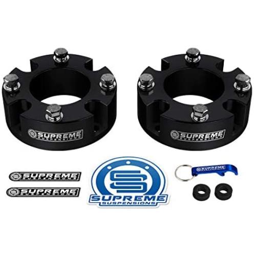 Supreme Suspensions - Front Leveling Kit for 2007-2021 Toyota Tundra and 2007-2021 Toyota Sequoia 2.5'' Front Lift Strut Spacers 2WD 4WD (Black)