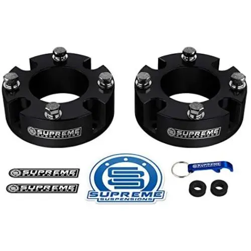 Supreme Suspensions - Front Leveling Kit for 2007-2021 Toyota Tundra and 2007-2021 Toyota Sequoia 2.5'' Front Lift Strut Spacers 2WD 4WD (Black)