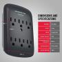 Monster Wall Tap Surge Protector - Power Surge Protector with Wall Mount - Heavy Duty Protection with up to 6 AC - Ideal for Computers, Home Theatre, Home Appliance and Office Equipment