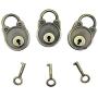 Hyamass 3pcs Vintage Antique Style Mini Archaize Padlocks Key Lock with Keys (Brass)