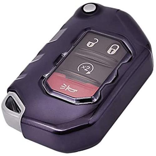 Alegender Soft TPU Key Fob Cover Case Remote Holder Skin Glove Fit for 2020 2021 Jeep Gladiator JT Sahara JLU 2018 2019 Jeep Wrangler JL JLU Rubicon 68292944AA