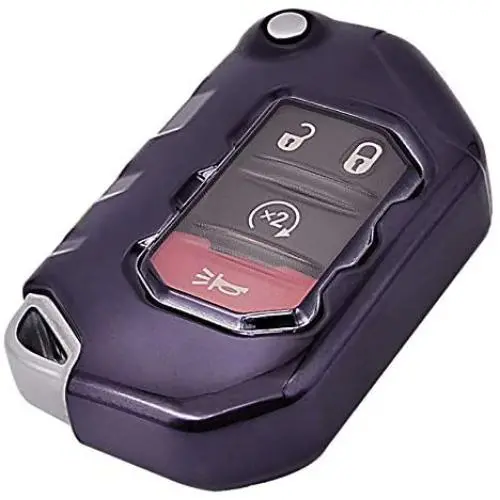 Alegender Soft TPU Key Fob Cover Case Remote Holder Skin Glove Fit for 2020 2021 Jeep Gladiator JT Sahara JLU 2018 2019 Jeep Wrangler JL JLU Rubicon 68292944AA