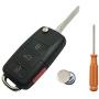 Key Fob Case Shell Fit for VW Volkswagen Jetta Passat Golf Beetle Rabbit GTI CC EOS 4 Buttons Keyless Entry Remote Fob Cover No Chips Inside (Black Case)