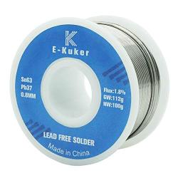E-Kuker Rosin Core Tin Lead Solder Wire 6337 for Electrical Soldering (0.8mm,100g) - Flows Well, Bonds Well, Bright Shiny Strong Joints
