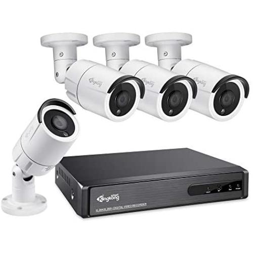Kingkong Smart 1080P 4CH Home Security Camera System, 4PCS 1920TVL DVR CCTV Cameras Outdoor, Wide Viewing Angle, IP67 Weatherproof, 98ft Night Vision, Motion Alert