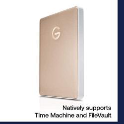 G-Technology 2TB G-DRIVE Mobile USB-C (USB 3.1 Gen 1) Portable External Hard Drive, Gold - 0G10340
