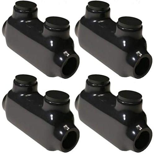 (Pack of 4) Morris Products Black Insulated in-Line Splice Connector – 2-14 Wire Range, Slotted Allen Hex – 3.46”L x 0.82”W x 1.62”H –Pre-Filled, Easy Entry, Rubber Vinyl Coating, 2 Set Screws