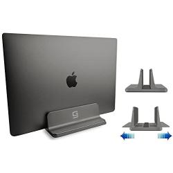 Adjustable Laptop Stand Dock, Compatible with All Laptops, Vertical Modern Aluminum Custom Fit Desktop Space-Saving (Gray)
