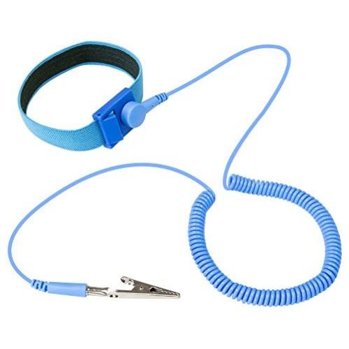 Kingwin Anti Static Wrist Strap Blue, Adjustable ESD Wrist Band Fits Your Wrist Comfortably. Grounding Bracelet to Protect Your PC Computer or Electronics from Static Electricity