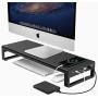Vaydeer USB 3.0 Aluminum Monitor Stand Metal Riser Support Transfer Data,Keyboard and Mouse Storage Desk Organizer for Laptop,Computer,Notebook,MacBook(Monitor Size Up to 27 inches)(Black)
