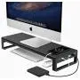Vaydeer USB 3.0 Aluminum Monitor Stand Metal Riser Support Transfer Data,Keyboard and Mouse Storage Desk Organizer for Laptop,Computer,Notebook,MacBook(Monitor Size Up to 27 inches)(Black)