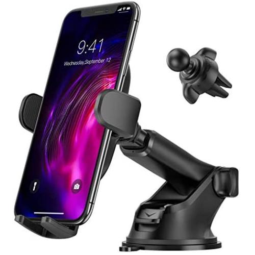 Car Phone Mount, Mpow 3-1 Phone Holder for Dashboard & Air Vent & Windshield with Strong Suction Cup and Twist-Lock Clip Compatible iPhone 12 11 Pro MAX XS XR X 8 7 6Plus Etc