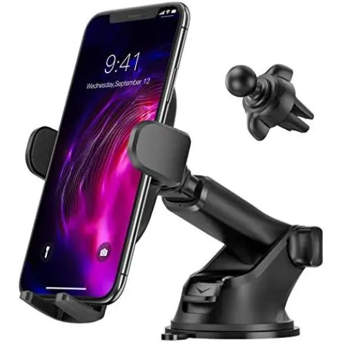 Car Phone Mount, Mpow 3-1 Phone Holder for Dashboard & Air Vent & Windshield with Strong Suction Cup and Twist-Lock Clip Compatible iPhone 12 11 Pro MAX XS XR X 8 7 6Plus Etc