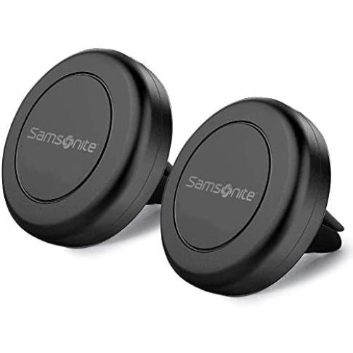 Samsonite - 2 Pack Car Phone Holder with Easy Snap Technology, Universal Magnetic Phone Car Mount, Fits Most Air Vents, 4 Metal Plates Included, Fits Most Phones Including iPhone and Samsung