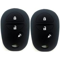 Ezzy Auto Pack 2 Black Silicone Rubber Key Fob Case Key Covers Key Jacket Skin Protectors fit for Highlander Sequoia Sienna Tacoma Tundra