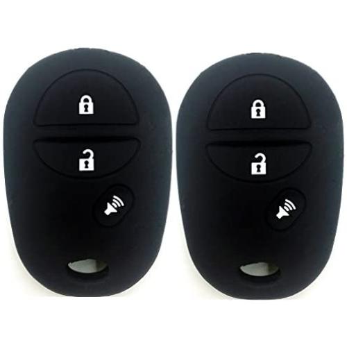 Ezzy Auto Pack 2 Black Silicone Rubber Key Fob Case Key Covers Key Jacket Skin Protectors fit for Highlander Sequoia Sienna Tacoma Tundra