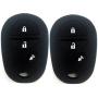 Ezzy Auto Pack 2 Black Silicone Rubber Key Fob Case Key Covers Key Jacket Skin Protectors fit for Highlander Sequoia Sienna Tacoma Tundra
