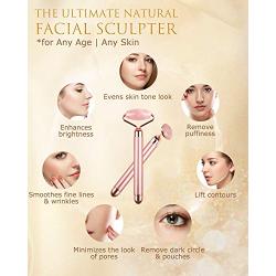 Jade Roller for Face, Electric Facial Roller Massager 2 IN 1 Natural Rose Quartz Face Roller Set Waterproof Vibrating Beauty Skin Care Tools Anti-Ageing Skin Firming Face Slimming for Face, Eyes, Neck