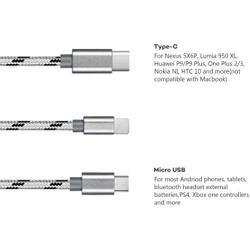 2Pack 3ft Multi Charging Cable, Trendsetter Multi Charger Cable Nylon 3 in 1 charging cable Universal Charger Cord Adapter Type C Micro USB Connector Compatible with Cell Phone Tablets more [Upgraded]