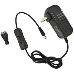 AspenTek DC 12V Power Supply Adapter with Inline on off Switch for Small Led Light Strips,Led Rigid Bars,Led Tape lights, Under Cabinet Lighting and Small Household Electronics, Output 1000mA, 12 Watt Max
