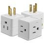 3 Outlet Wall Adapter Tap (3 Pack), Fosmon 3-Prong Portable Travel Mini Plug Grounded Indoor AC Outlet, ETL Listed - White