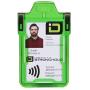 Identity Stronghold - Secure RFID Badge Holder for 1 Card - Heavy Duty Hard Plastic ID Badge Holder - USA Molded and Assembled - FIPS 201 Approved RFID Blocking Security - Green
