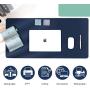 Leather Desk Pad Protector,Mouse Pad,Office Desk Mat,Non-Slip PU Leather Desk Blotter,Laptop Desk Pad,Waterproof Desk Writing Pad for Office and Home (Dark Blue,23.6'' x 13.7'')