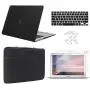MacBook Air 13 Inch Case 2010-2017 Release Model A1369/A1466 Bundle 5 in 1, iCasso Hard Plastic Case, Sleeve, Screen Protector, Keyboard Cover & Dust Plug Compatible Old MacBook Air 13 - Black