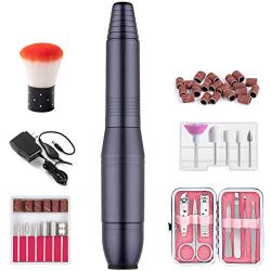 20,000RPM Portable Electric Salon Nail Drill Set, Professional Acrylic Efile Nail File Drill for Manicure& Pedicure Kit with Nail Bits, Nail Clipper Set, Nail Brush and Sanding Band, Charcoal Grey