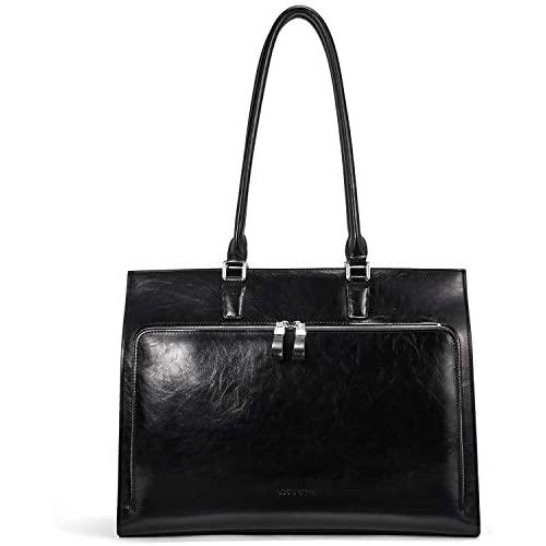 BOSTANTEN Leather Briefcase for Women Vintage 15.6 inch Laptop Bag Business Tote Shoulder Handbag Black BOSTANTEN Leather Briefcase for Women Vintage 15.6 inch Laptop Bag Business Tote Shoulder Handbag Black