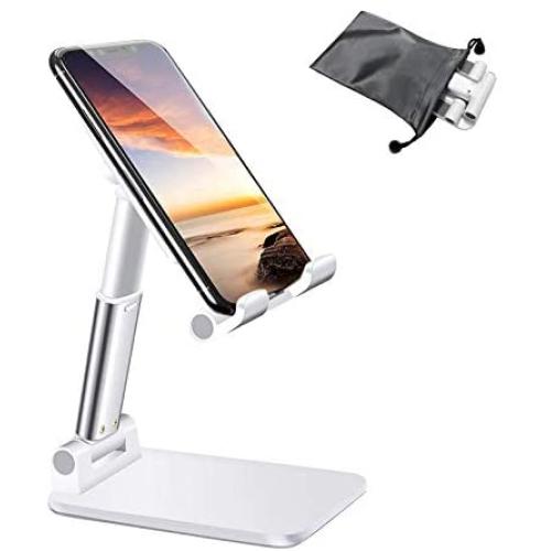airtrot Portable Cell Phone Stand for Desk, Full Foldable Phone Holder with Adjustable Height and Angle Sturdy and Compatible with All Phones, Switch and Tablets (Smaller Than 9.7 inch)