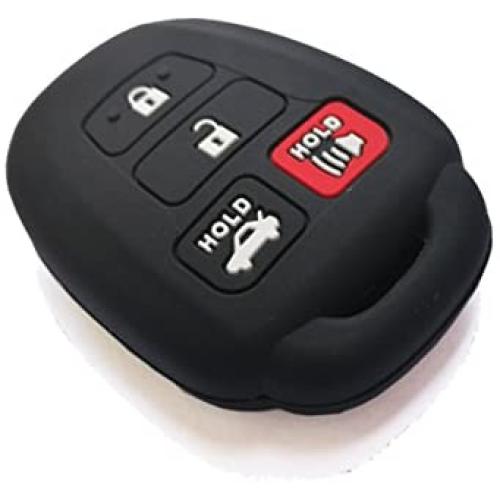 Coolbestda Rubber 4buttons Key Fob Cover Case Keyless Jacket Protector Holder for Toyota Camry SE LE Avalon Corolla RAV4 Venza Highlander Sequoia Black HYQ12BDM