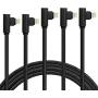 MFI Certified 5 Pack(3/6/6/10/10FT) Right Angle iPhone Cable Lightning Fast Charger Nylon Braided Data Cord 90 Degree Elbow for Game Video Compatible with iPhone 12 11 Pro Max XR XS Max iPod (Black)