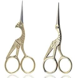BIHRTC Scissors 4.5 Inch Small Stainless Steel Sharp Embroidery Scissors Classic Crane Design Sewing Gold Scissors for Office Embroidery Sewing Craft Art Work and Everyday Use