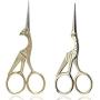 BIHRTC Scissors 4.5 Inch Small Stainless Steel Sharp Embroidery Scissors Classic Crane Design Sewing Gold Scissors for Office Embroidery Sewing Craft Art Work and Everyday Use