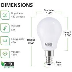 Sunco Lighting 10 Pack A15 LED Candelabra Bulb, 5W=40W, 3000K Warm White, Dimmable, Waterproof, 450 LM, E12 Base, Indoor/Outdoor Light - UL