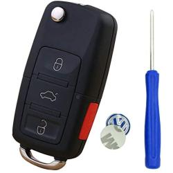 New Uncut blade Keyless Remote Key Fob Shell Case No Chips Inside for VW Volkswagen Jetta Passat Golf Beetle Rabbit GTI CC EOS (Black)