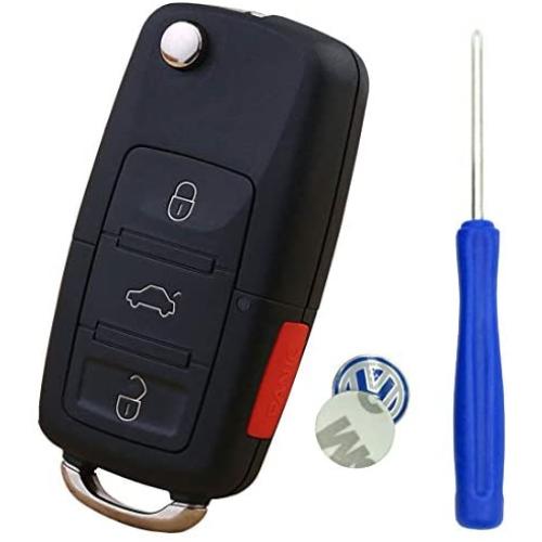 New Uncut blade Keyless Remote Key Fob Shell Case No Chips Inside for VW Volkswagen Jetta Passat Golf Beetle Rabbit GTI CC EOS (Black)