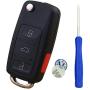 New Uncut blade Keyless Remote Key Fob Shell Case No Chips Inside for VW Volkswagen Jetta Passat Golf Beetle Rabbit GTI CC EOS (Black)