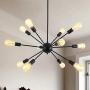 Sputnik Chandelier,12 Lights Modern Chandelier Pendant Lighting Industrial Vintage Hanging Dining Room Light for Kitchen (Black)