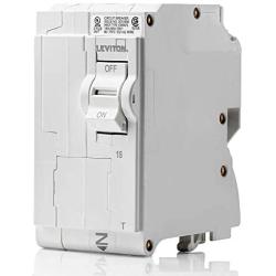 Leviton LB215-T 15 Amp, 2-Pole Plug-on Standard Branch Circuit Breaker, 120/240 VAC, White