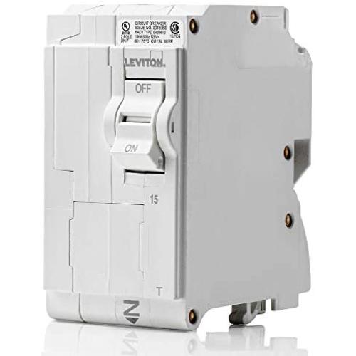 Leviton LB215-T 15 Amp, 2-Pole Plug-on Standard Branch Circuit Breaker, 120/240 VAC, White