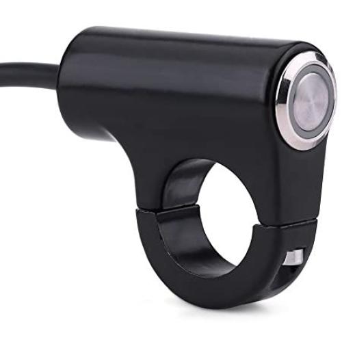 7/8'' 22mm Handlebar Control Push Button Switch, Weatherproof Aluminum Alloy Motorcycle Handlebar Mount Switch Button Headlight Brake Fog Lights ON/OFF(Automatic Return Button)
